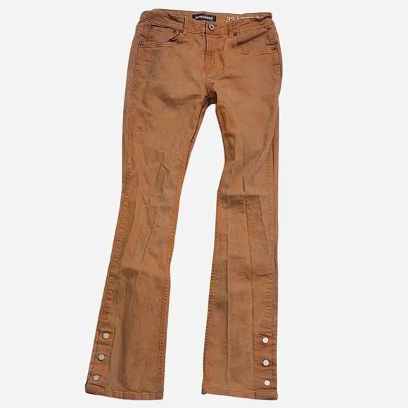 Serenede Stacked Orange Grunge Flare Pants | Men’s 32x34 | Y2K Streetwear Retro - Picture 1 of 8